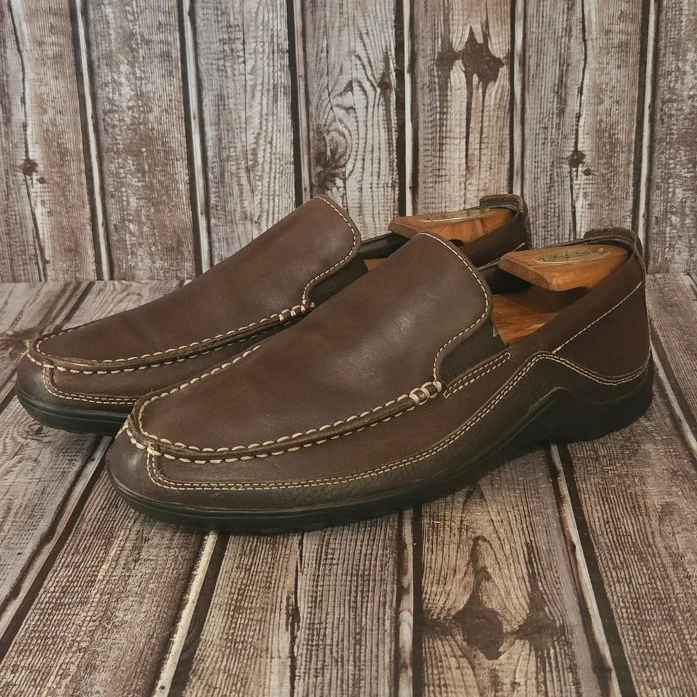 Sz 8.5 M Mens Cole Haan Tucker Venetian Brown Leather Vibram Driver Loafers